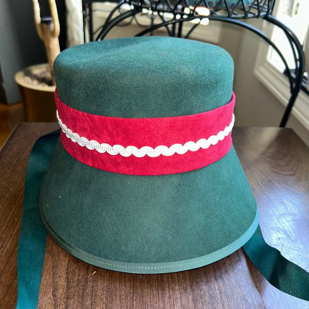 Vintage felt bucket hat colonial fair reenactment costume bonnet 18th century